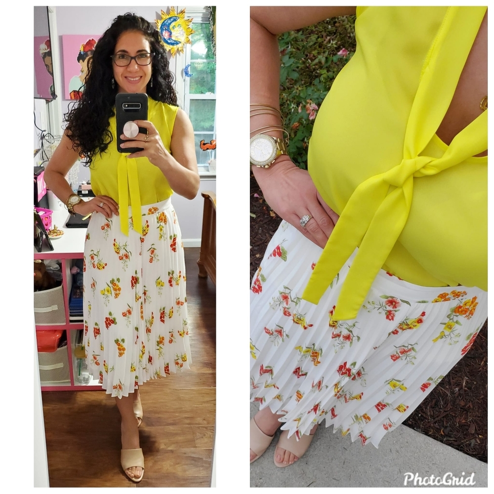 LOFT Floral Pleated Skirt